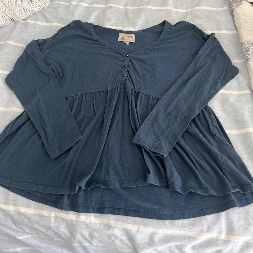 womens anthropologie blue shirt size medium